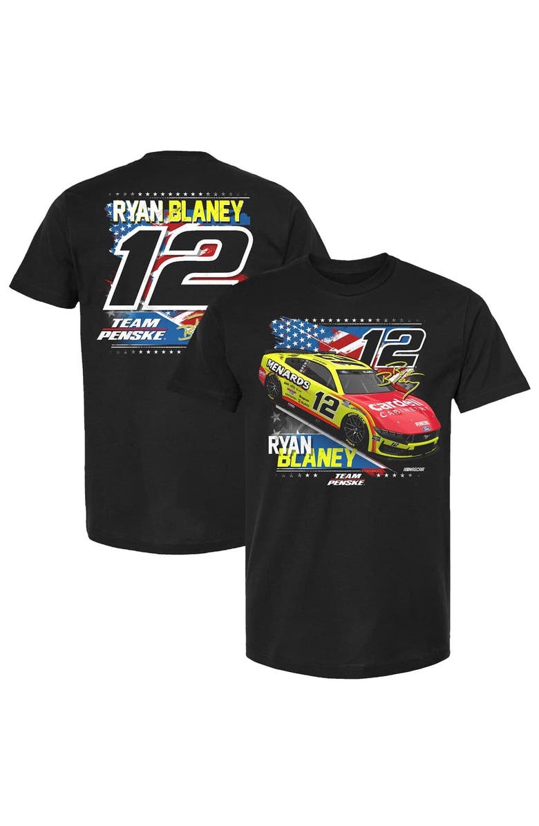 TEAM PENSKE Men's Team Penske Black Ryan Blaney Menards Patriotic Car T-Shirt, Main, color, Black