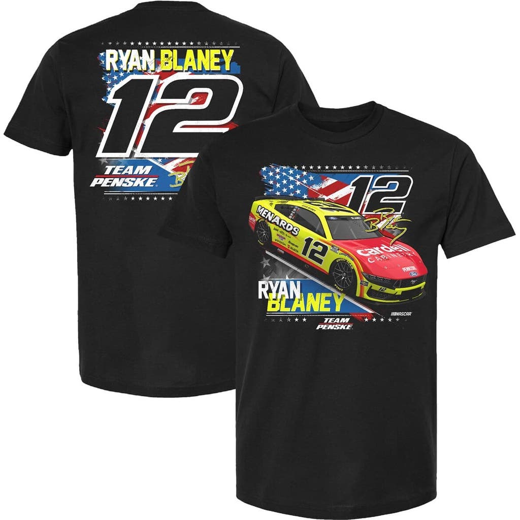 Team Penske Men's Black Ryan Blaney Menards Patriotic Car T-shirt In Multi