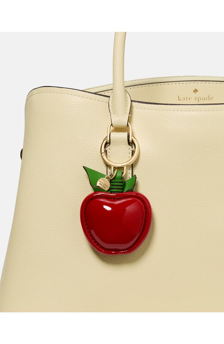 Kate Spade New York charmed big apple bag charm, Alternate, color, Dark Scarlet