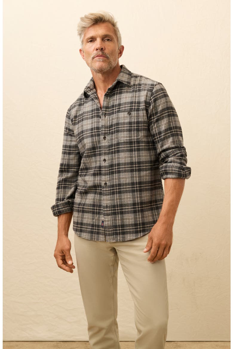 Plaid Super Brushed Stretch Flannel Button-Up Shirt, Alternate, color, DARK CLOUD PLAID