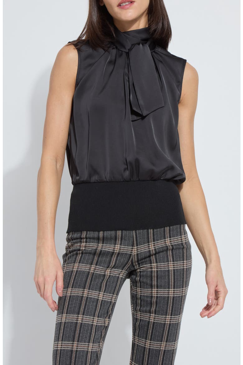 Indira Mixed Media Top, Main, color, BLACK