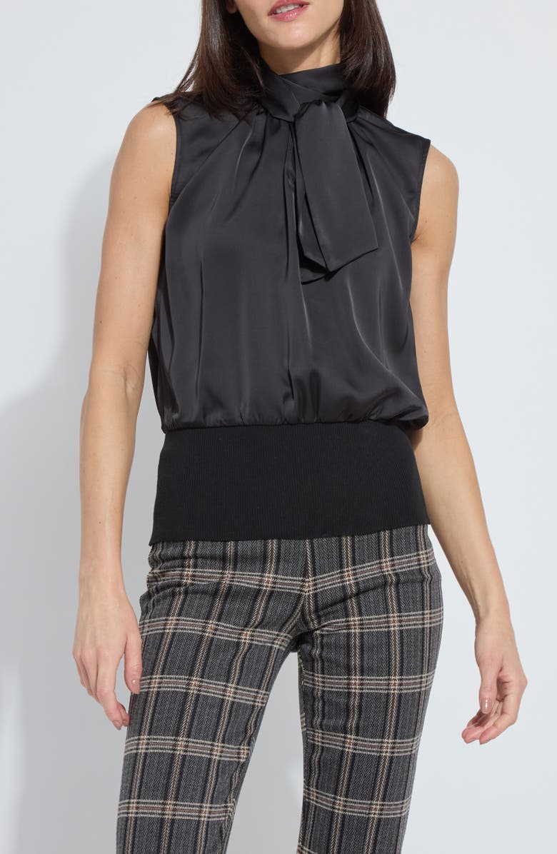 Lysse Indira Mixed Media Top, Main, color, Black
