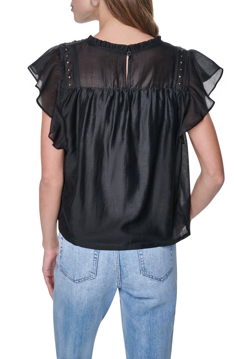 DKNY Studded Pintuck Top, Alternate, color, 