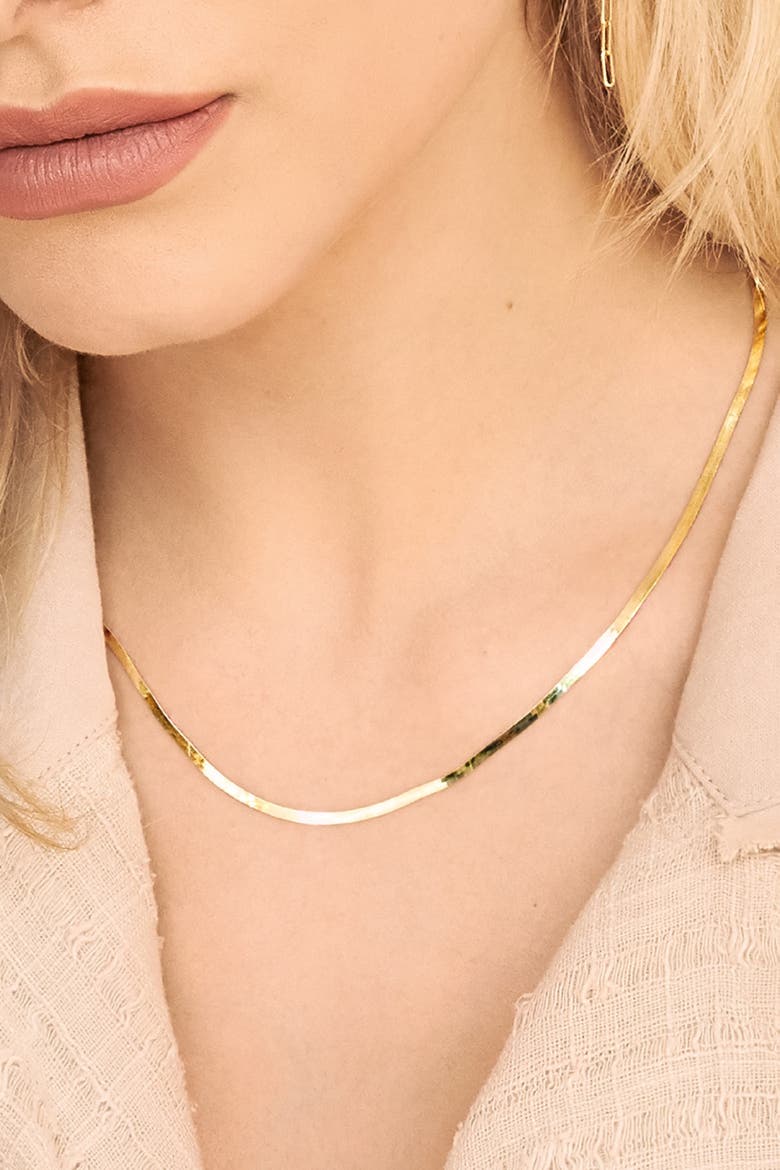 14K Gold Park Avenue Herringbone Chain, Alternate, color, Yellow Gold