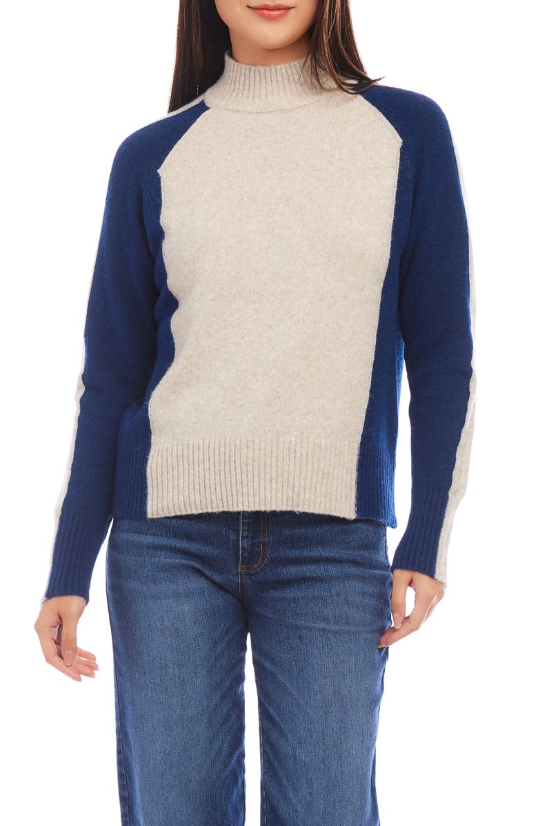 Karen Kane Colorblock Mock Neck Sweater, Main, color,