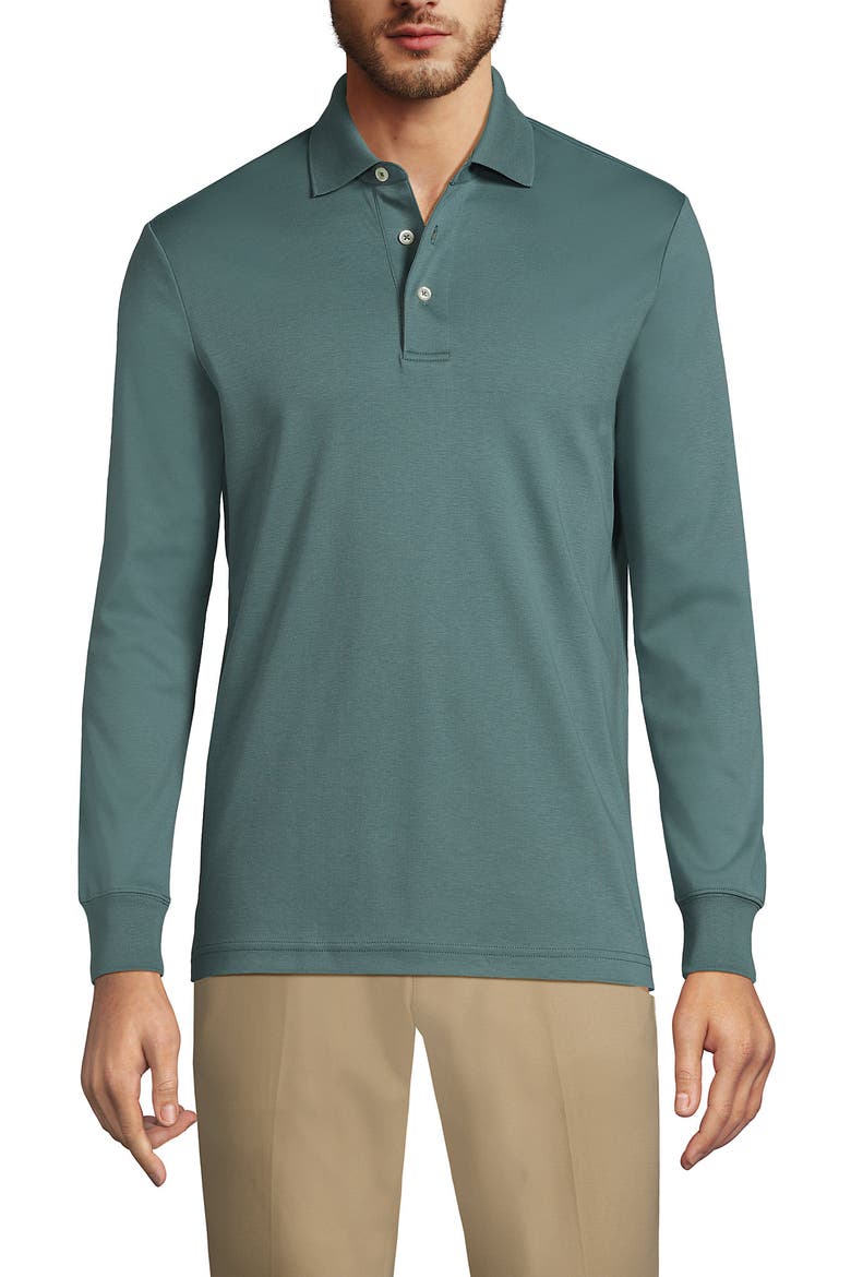 Long Sleeve Cotton Supima Polo Shirt, Main, color, Tourmaline