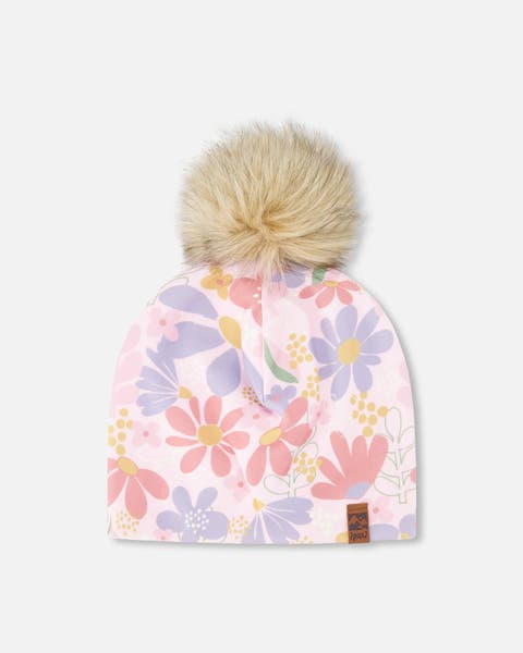 Stretch Jersey Hat Flower Print with Pompom (Baby)