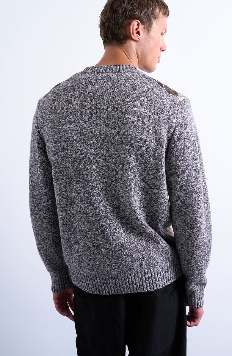 Topman Argyle Crewneck Sweater, Alternate, color, Grey