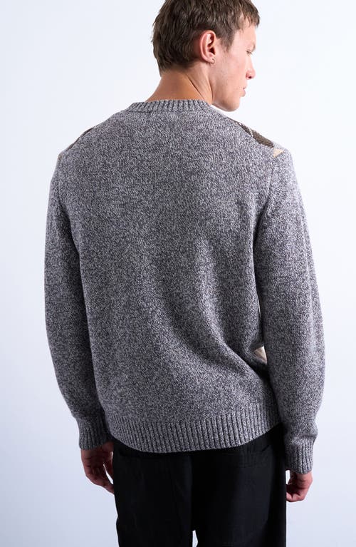 Topman Argyle Knit Crew Neck Sweater In Gray