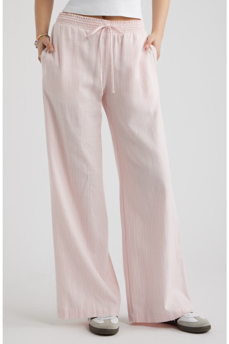 Linen Blend Beach Pants, Main, color, PINK- WHITE NIA STRIPE
