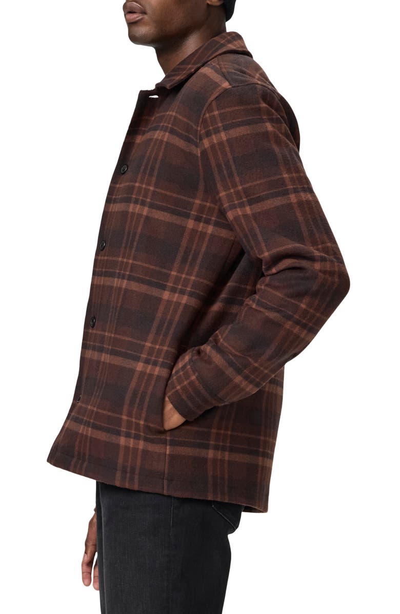 PAIGE Rangel Fleece Lined Plaid Flannel Jacket, Alternate, color, Brown Garnet