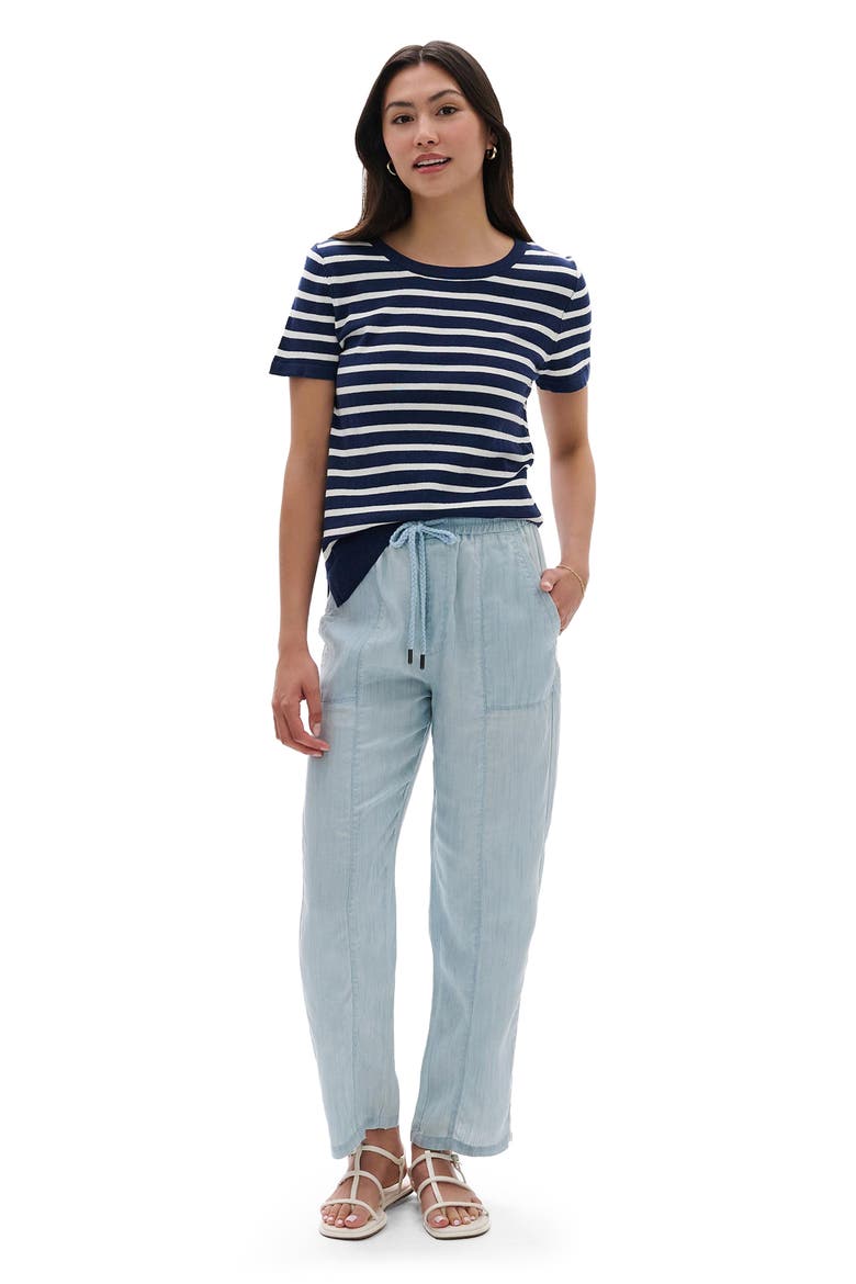 Stripe Short Sleeve Sweater, Alternate, color, PATRIOT BLUE