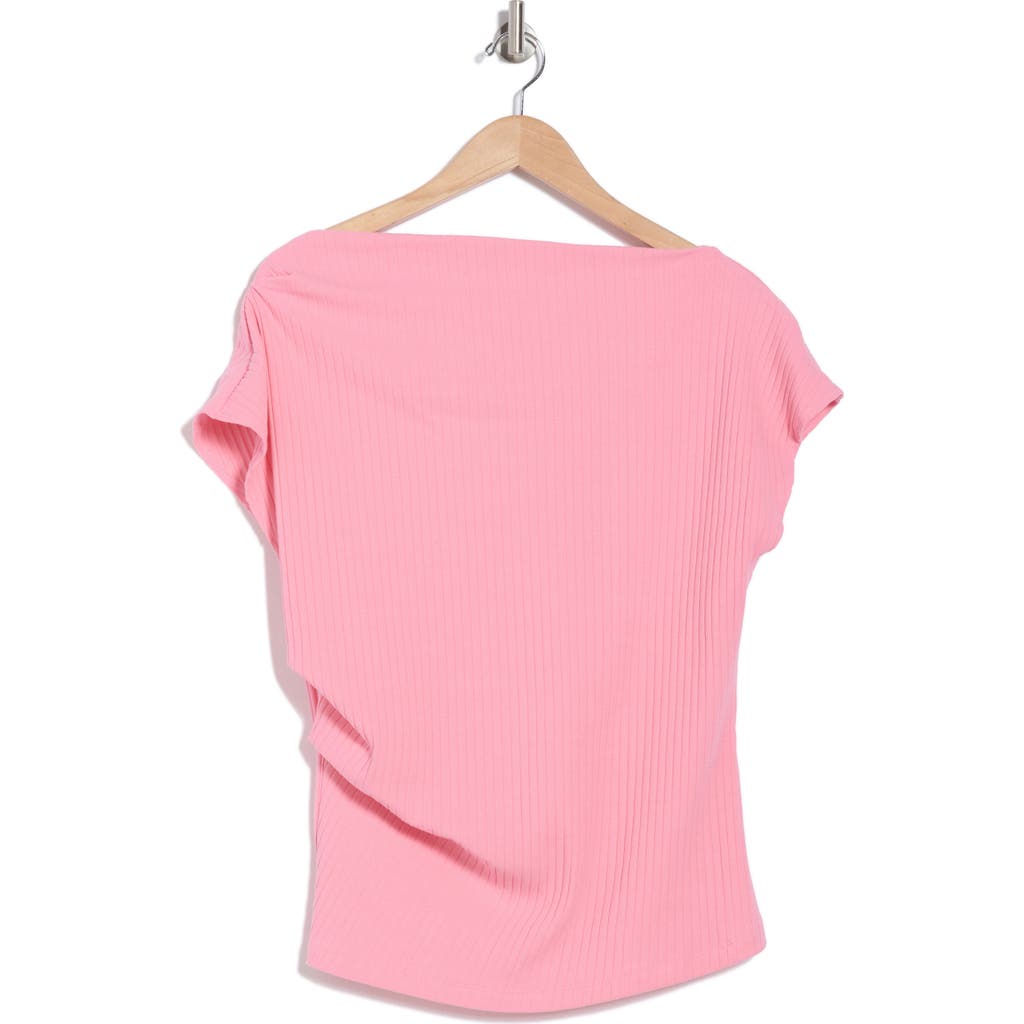 Renee C Ribbed Stretch Cotton Top In Pink