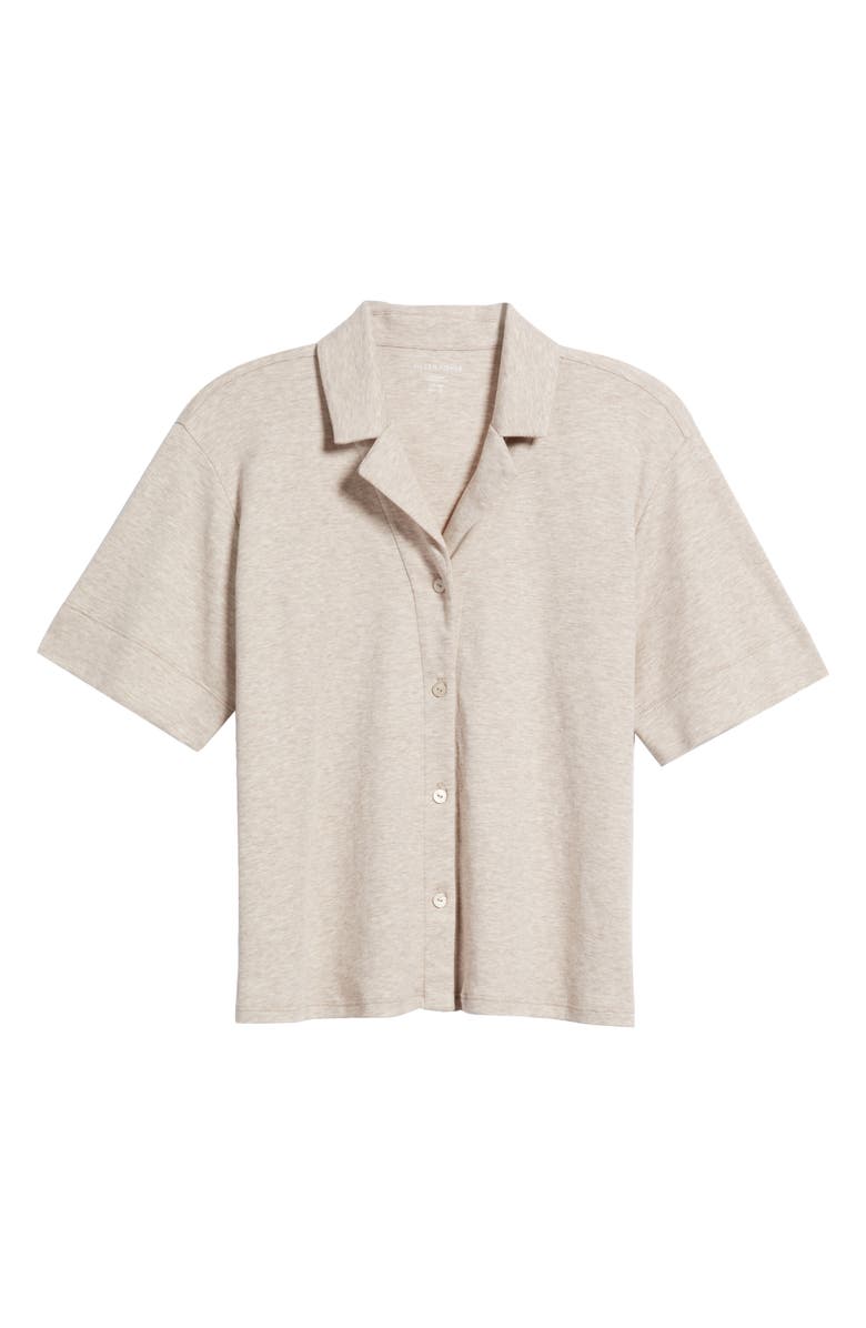 EILEEN FISHER SLEEP Notch Collar Short Sleeve Organic Cotton Pajama Top, Alternate, color, Wheat