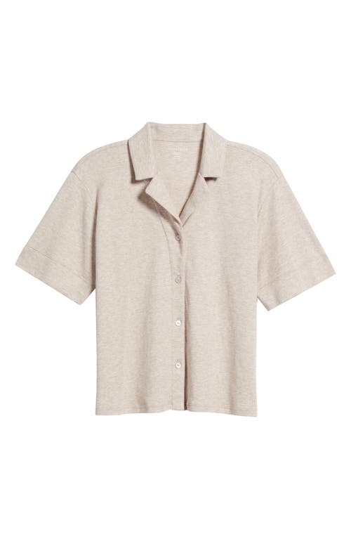 Shop Eileen Fisher Sleep Notch Collar Short Sleeve Organic Cotton Pajama Top In Wheat