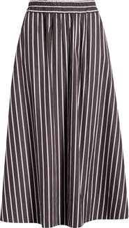 Madewell Stripe Cotton Poplin A-Line Midi Skirt