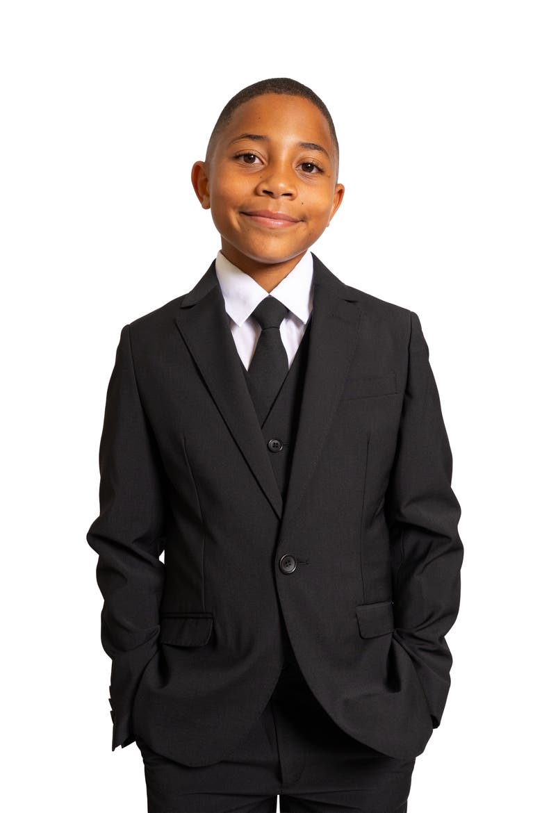 Kids' Luxor 5-Piece Slim Fit Suit, Alternate, color, Kem Black
