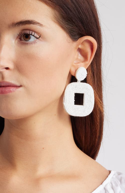 Nordstrom Beaded Square Drop Earrings In White