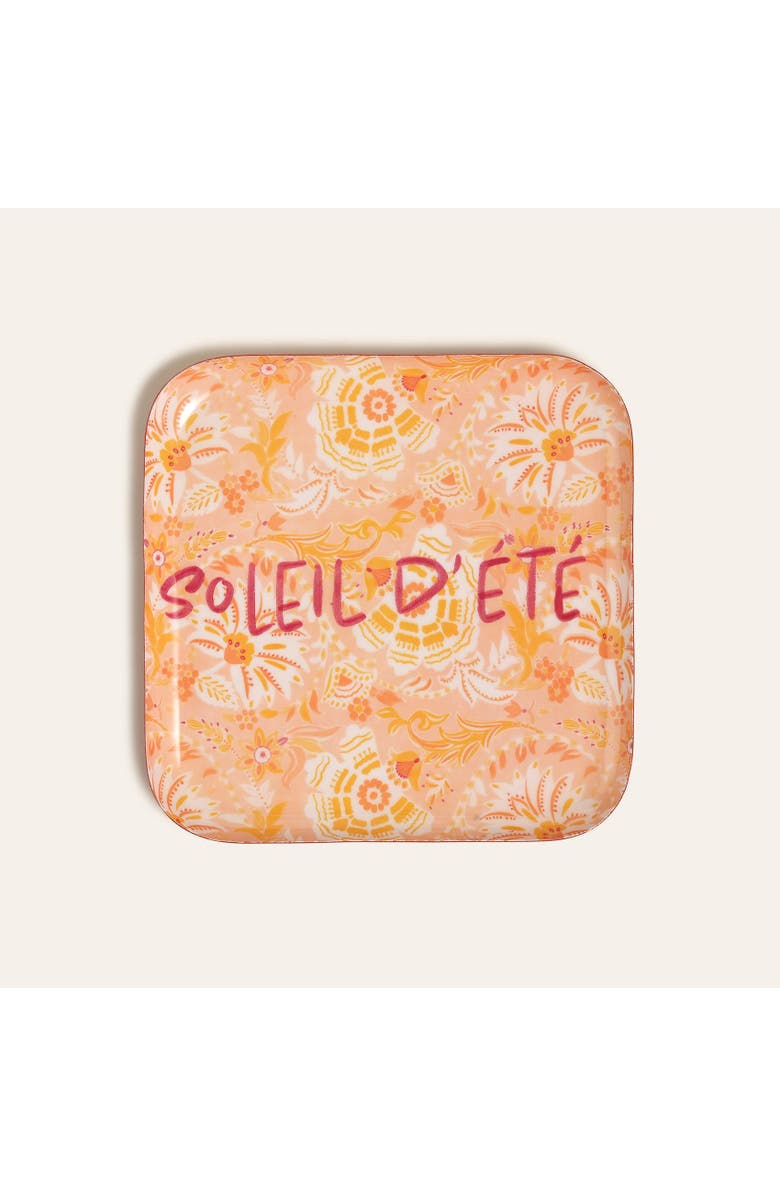 Zsa Zsa Zsu Nanpur Patterned Square Metal Decorative Tray 10X10 In, Main, color, Orange