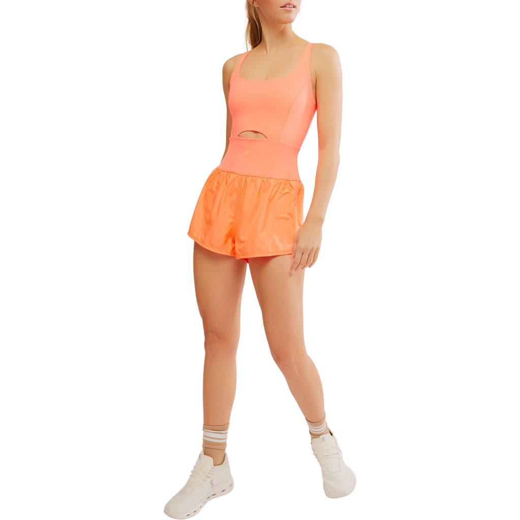 Free People Fp Movement Righteous Runsie Romper In Coral