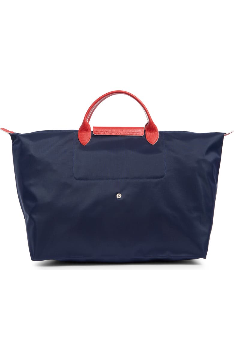 Longchamp My Pliage Club Travel Bag, Alternate, color, Navy/ Vermillion