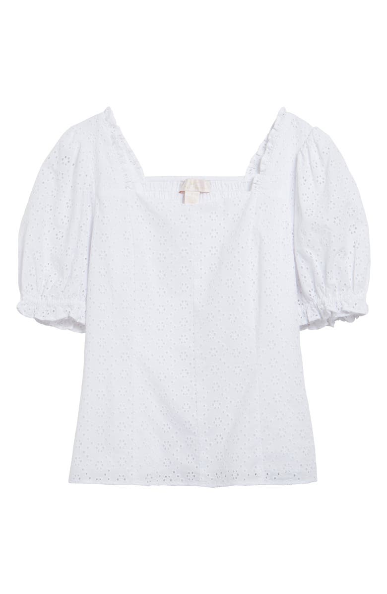 Rachel Parcell Puff Sleeve Eyelet Top, Main, color, 