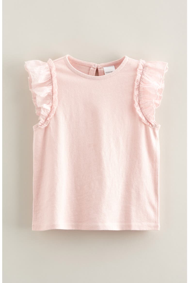 Kids' Ruffle Sleeve Cotton & Linen Top, Main, color, PINK LOTUS