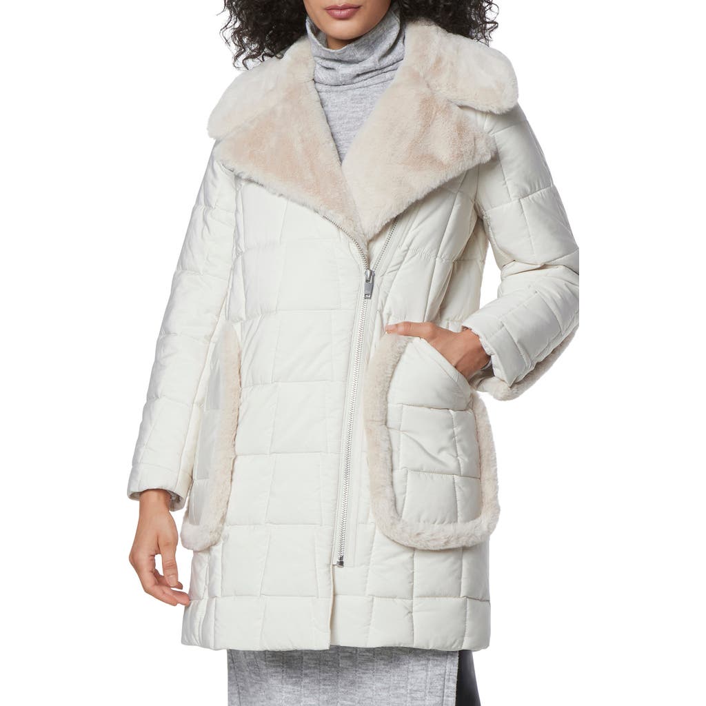 Andrew Marc Astor Quilted Faux Shearling Trim Coat in Birch  product