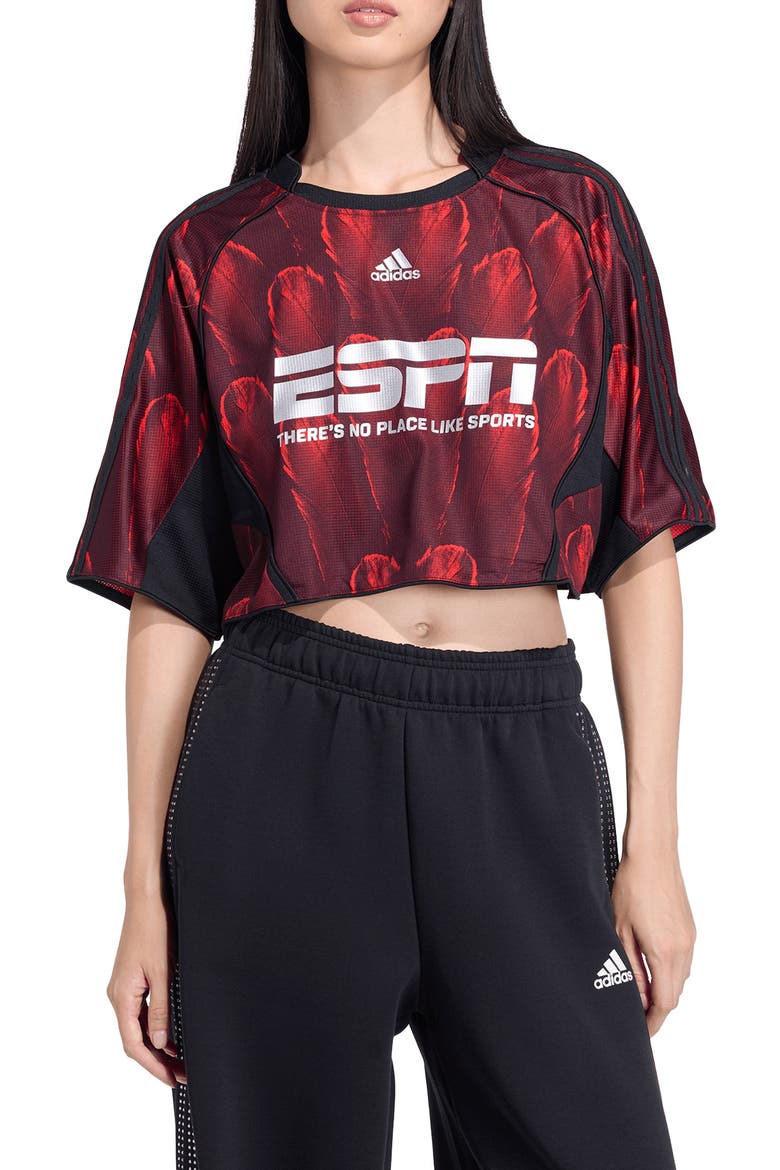 F50 Print Crop Jersey, Main, color, RED/ BLACK/