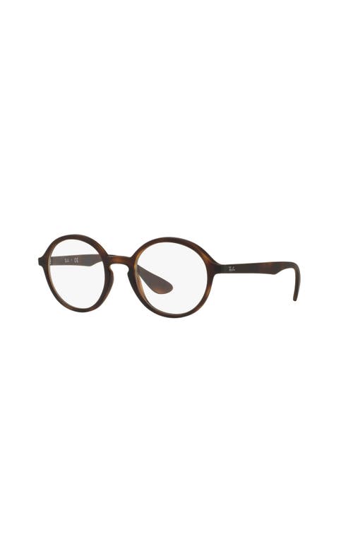 Ray Ban Ray-ban 49mm Round Optical Glasses In Brown