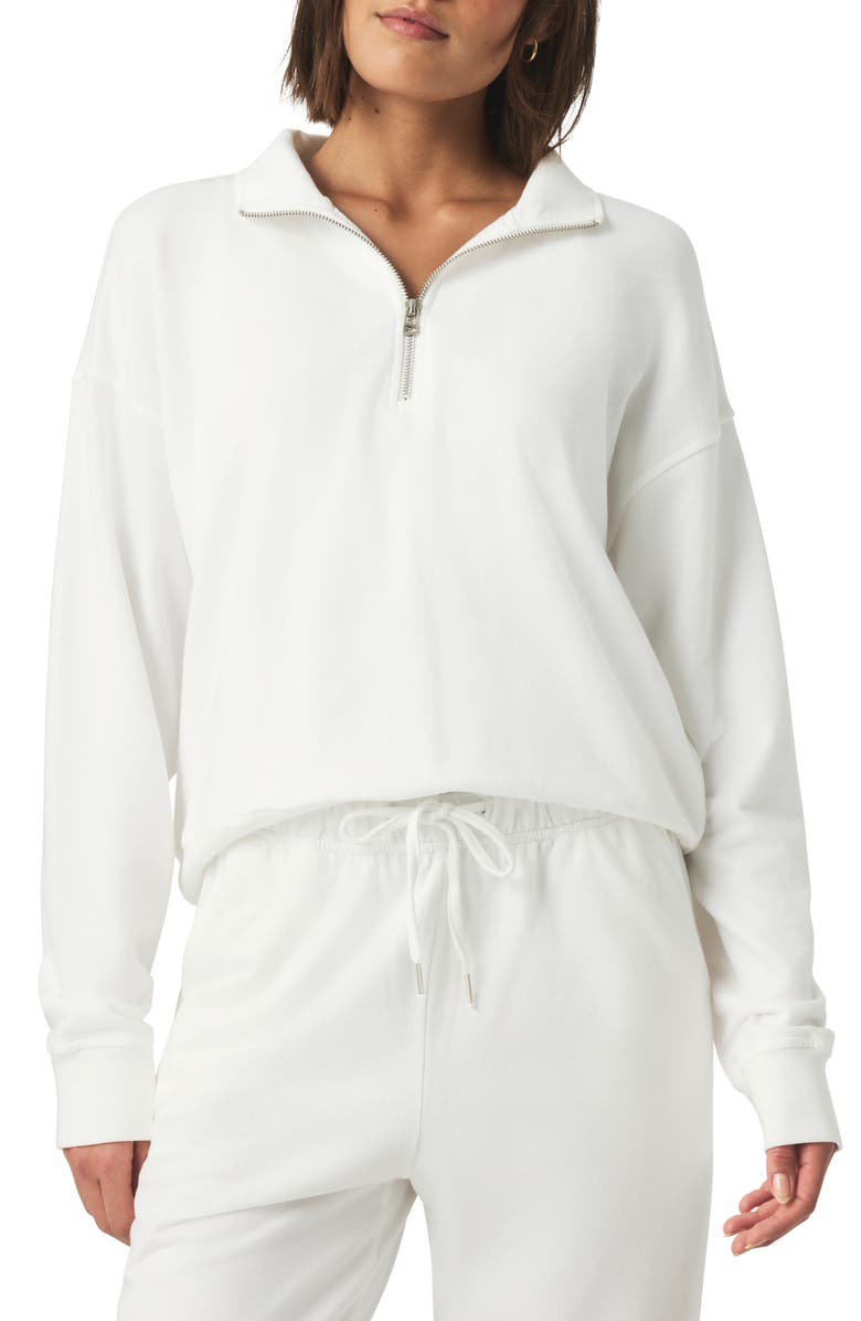 Splendid Hayden Terry Cloth Quarter Zip Sweatshirt, Main, color, 