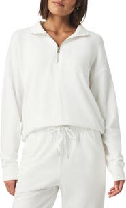 Splendid Hayden Terry Cloth Quarter Zip Sweatshirt