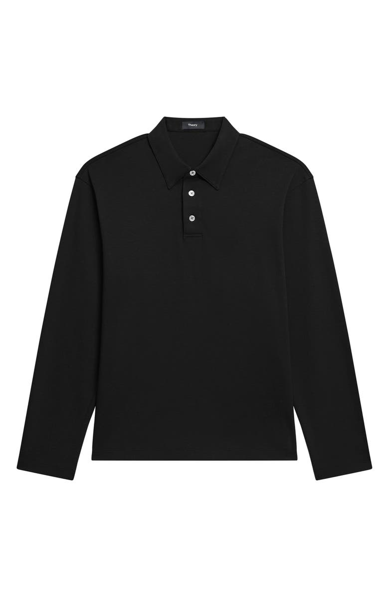Theory City Relaxed Long Sleeve Cotton Polo, Alternate, color, Black - 001