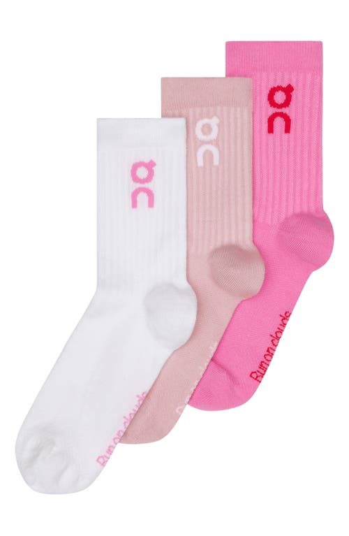 On 3-pack Logo Quarter Socks In Mauve/raspberry