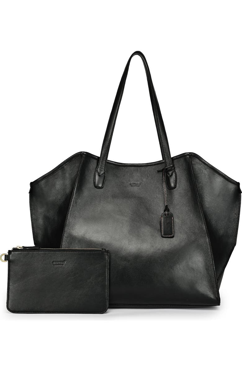 OLD TREND Iris Large Leather Carryall Tote, Main, color, Black