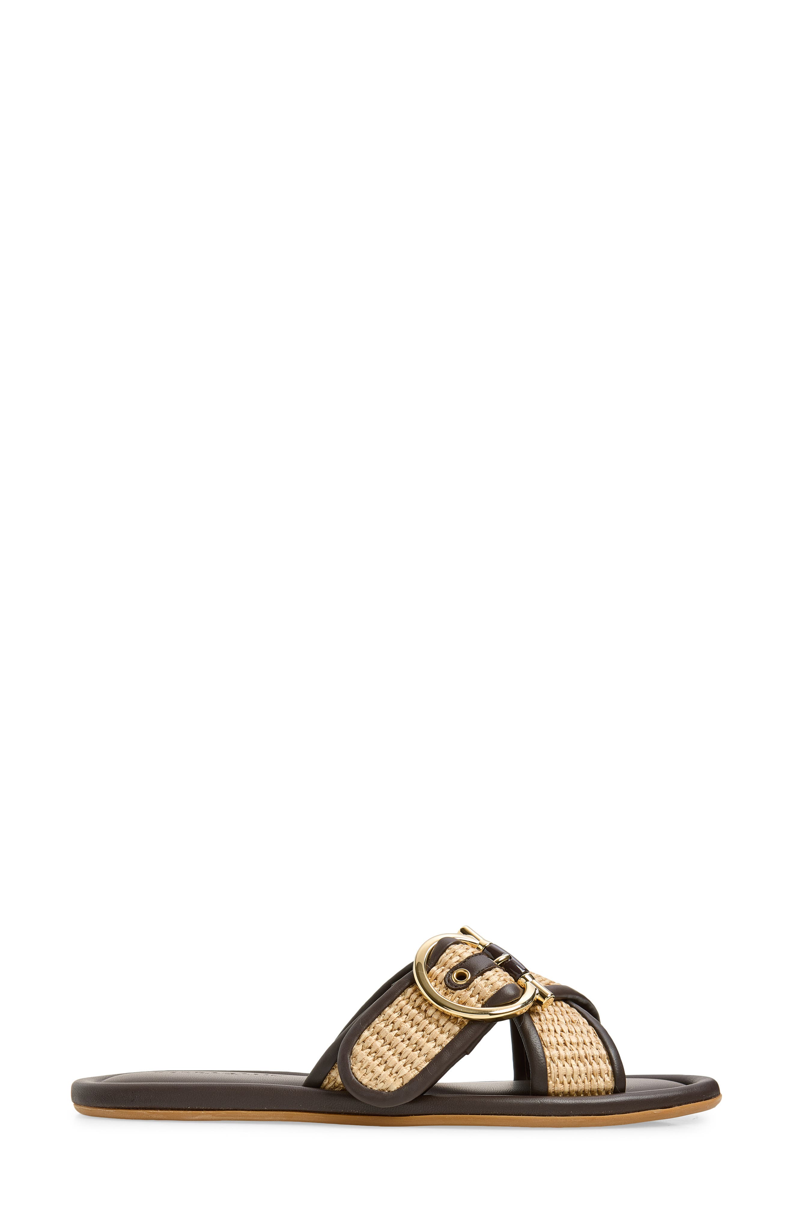 FERRAGAMO Elyzia Raffia Slide Sandal, Alternate, color, Naturale Testa Di Moro