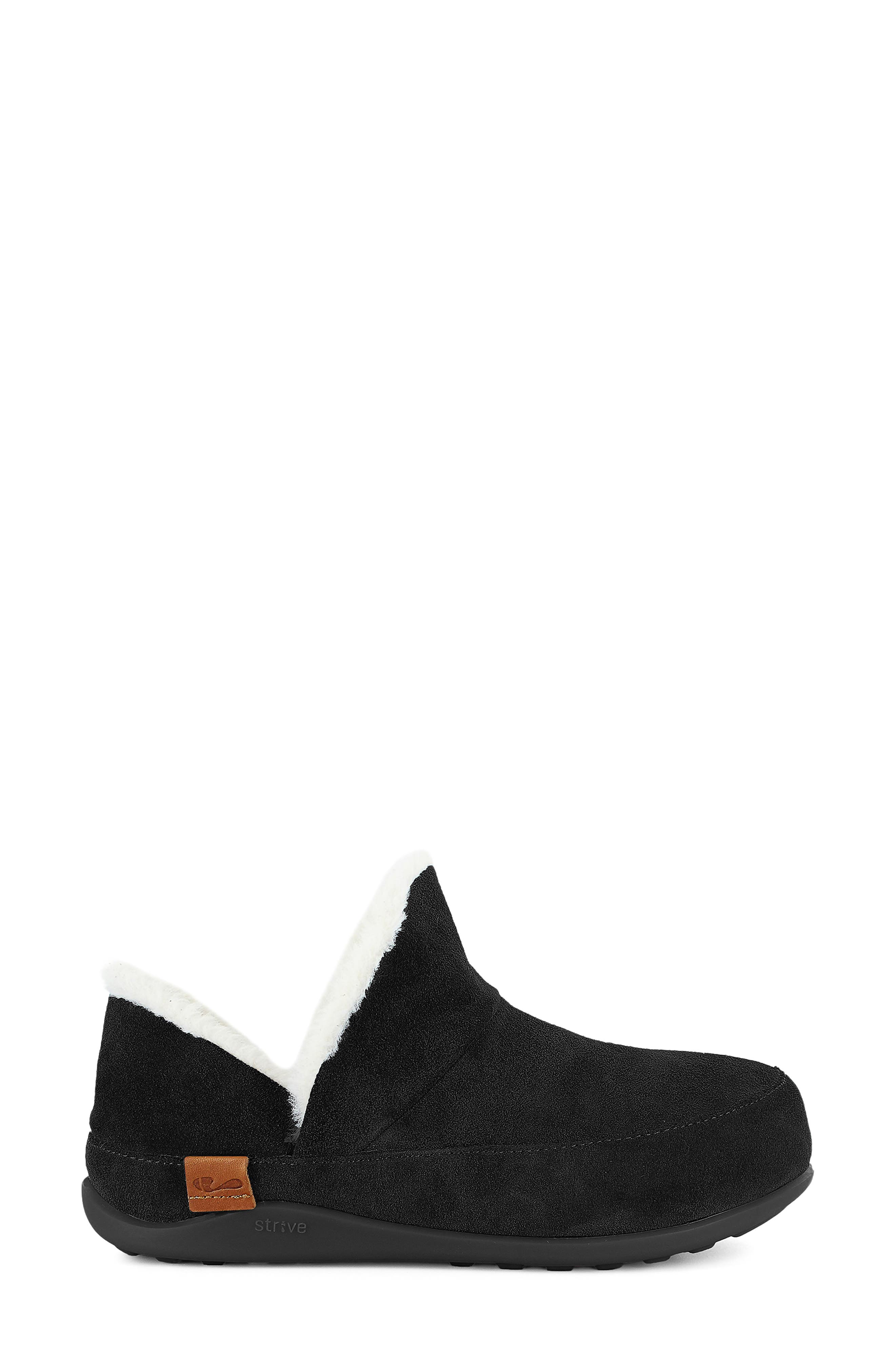 STRIVE Geneva Faux Fur Slipper, Alternate, color, Black