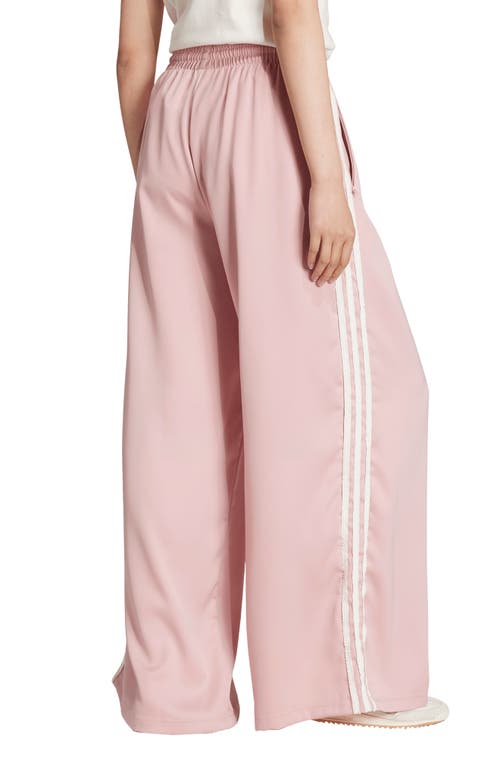 Adidas Originals Adidas Satin Ruffle 3-stripes Wide Leg Track Pants In Pink