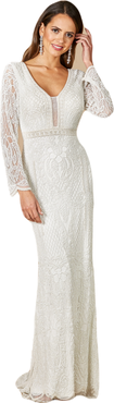 LARA New York Flora Beaded Long Sleeve Wedding Gown