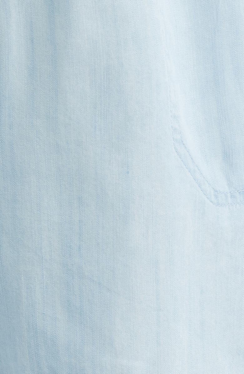 beachlunchlounge Yoko Tie Waist Chambray Shorts, Alternate, color, Bleach Wash