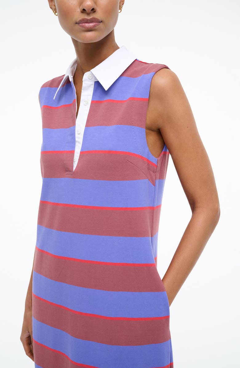STAUD Julius Sleeveless Polo Maxi Dress, Alternate, color, Atlas Rugby Stripe