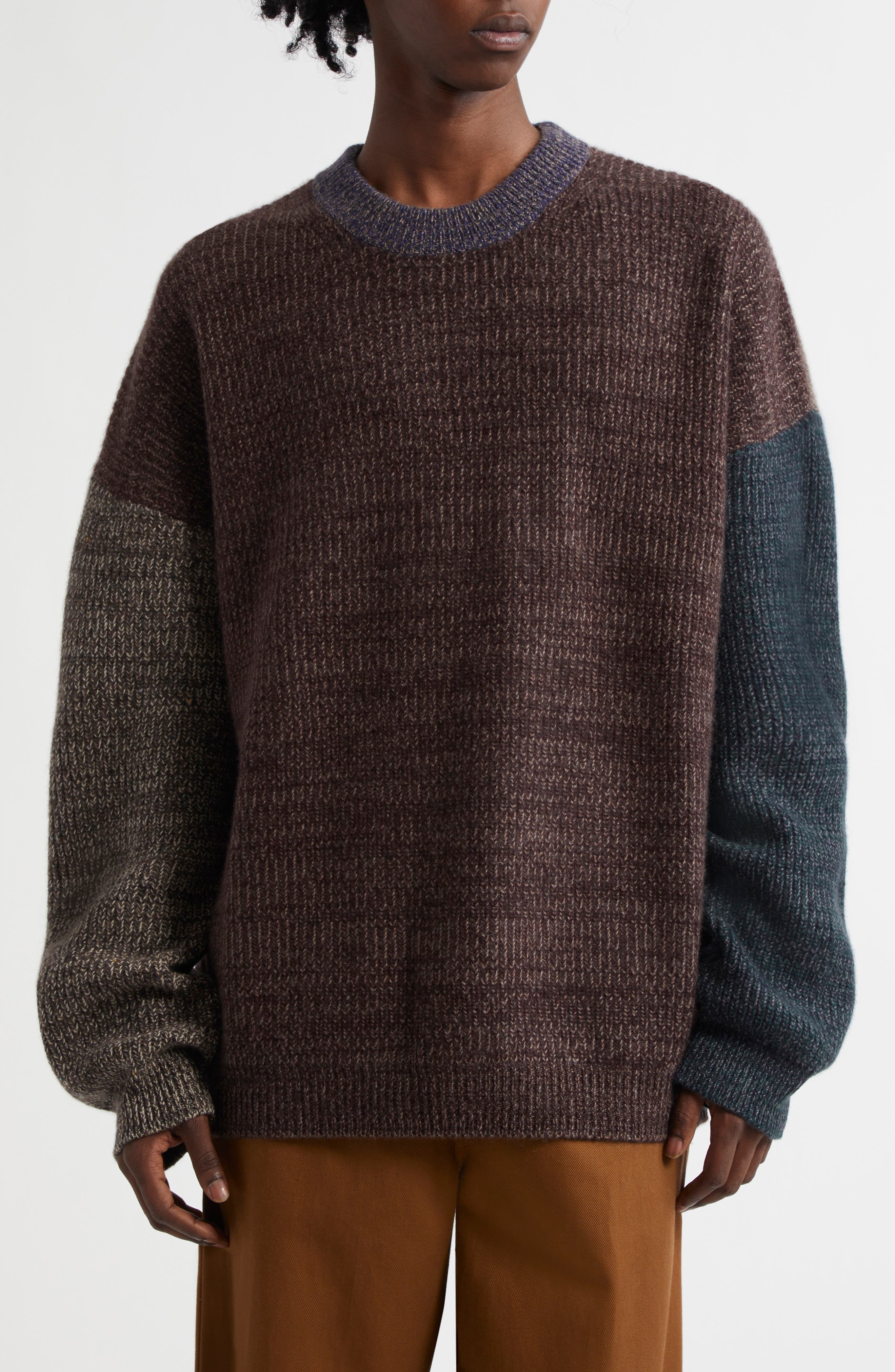 Waste Yarn Project Odd Colorblock One of a Kind Sweater in Dark/Med Multi 