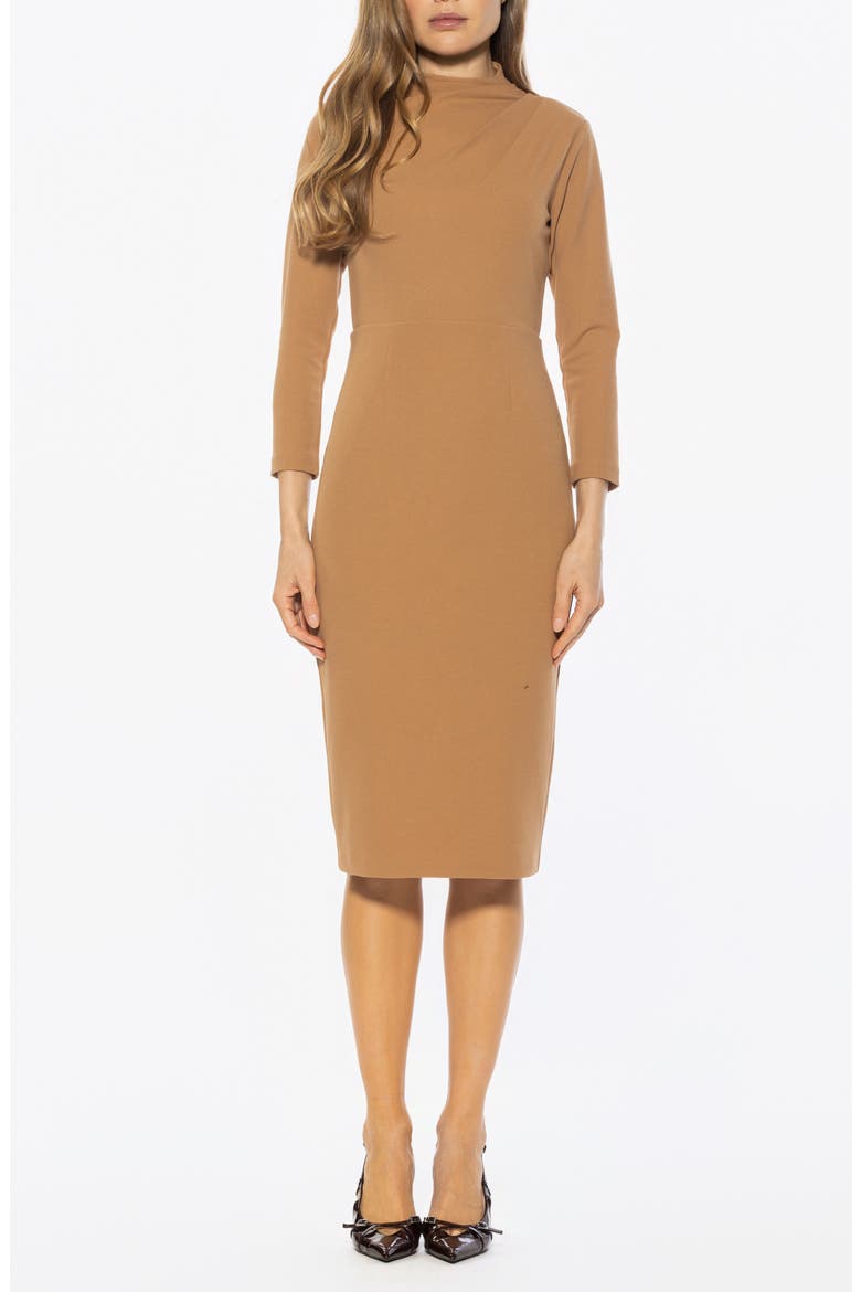 Mika Long Sleeve Midi Dress, Main, color, BEIGE
