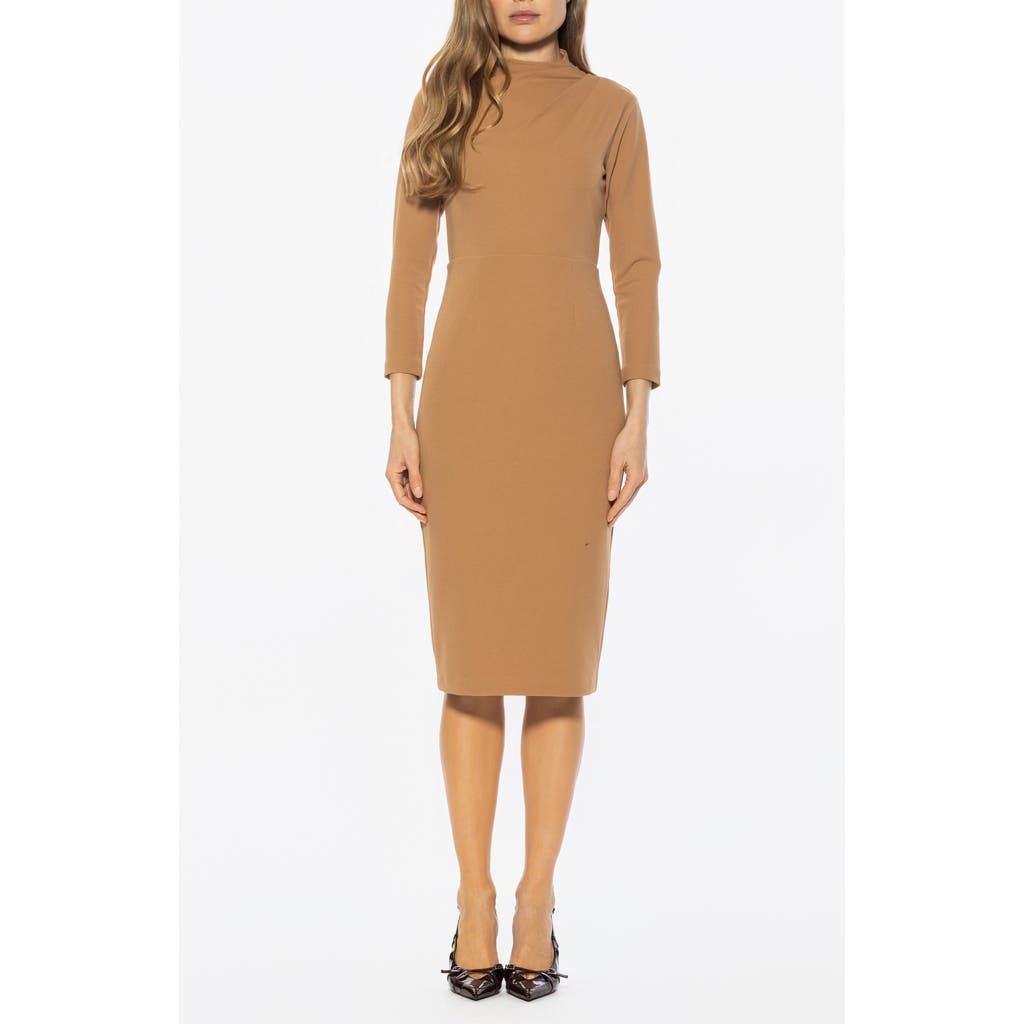 Alexia Admor Mika Long Sleeve Midi Dress In Brown