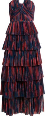 Hutch Simi Plissé Ruffle Strapless Gown