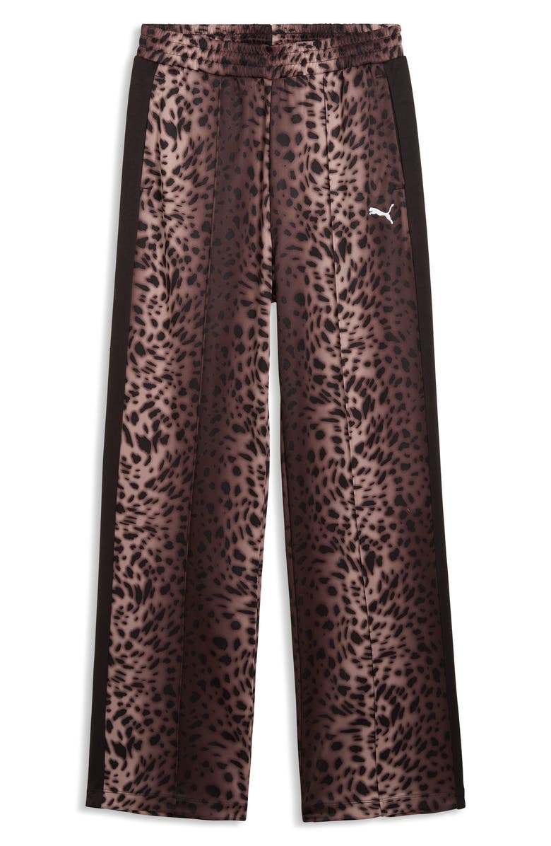 PUMA Leopard Print Track Pants, Alternate, color, Puma Black