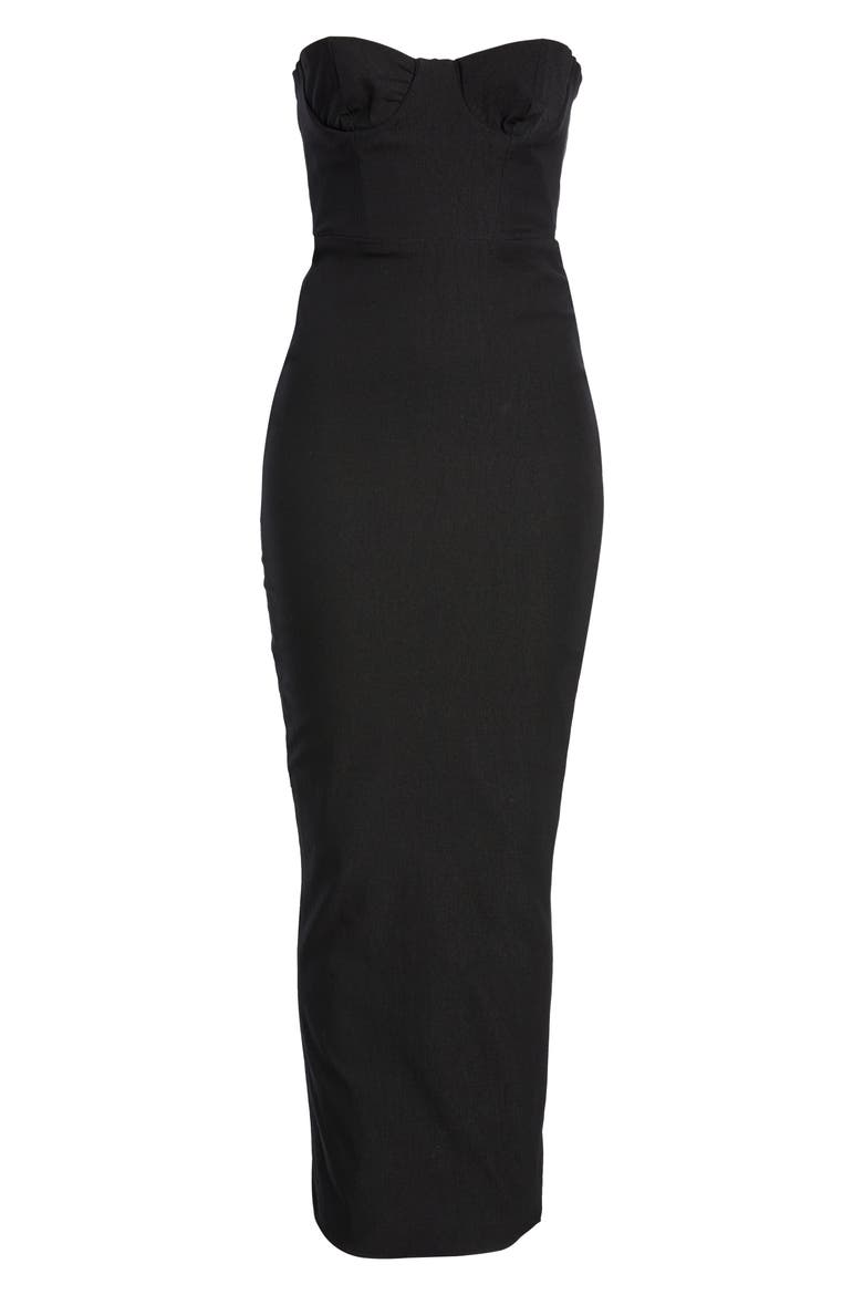 Lucia Strapless Corset Maxi Dress, Alternate, color, BLACK