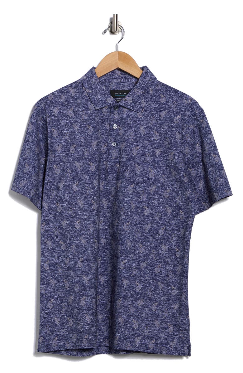 Bugatchi Victor Short Sleeve 8-Way Stretch OoohCotton<sup>®</sup> Knit Button-Up Shirt, Alternate, color, Indigo