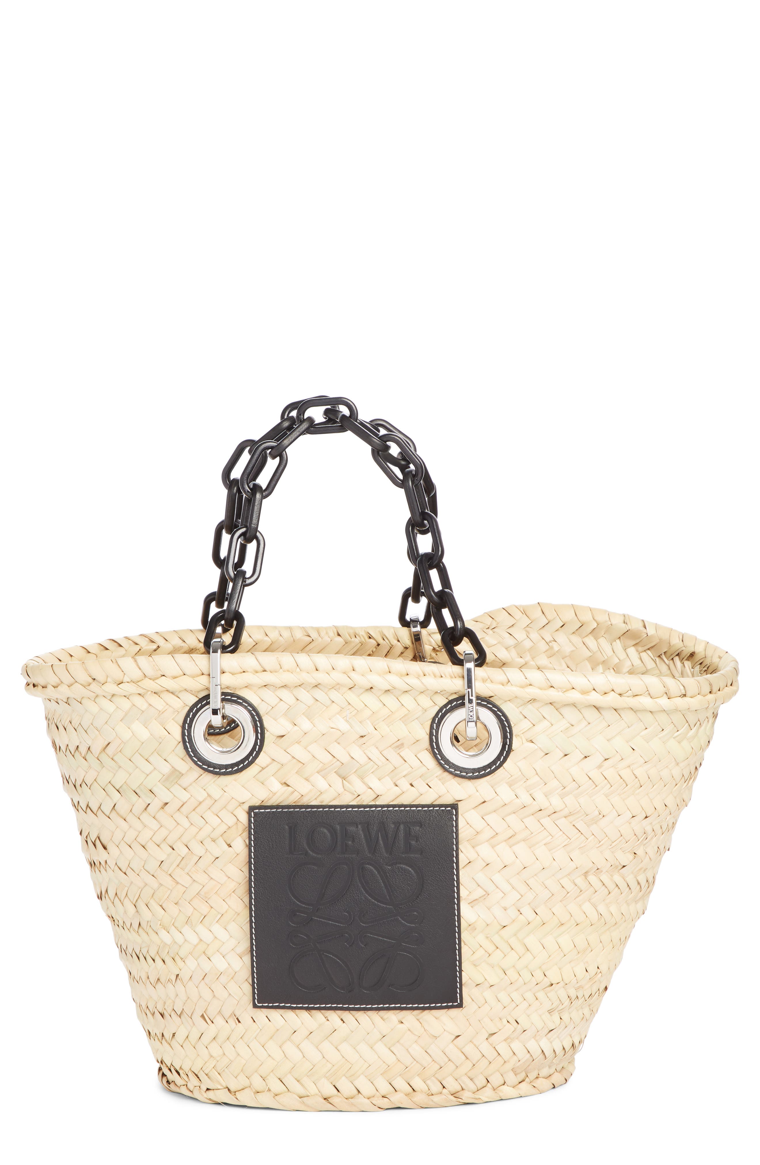 Loewe Chain Handle Woven Palm Market Basket, Main, color, 