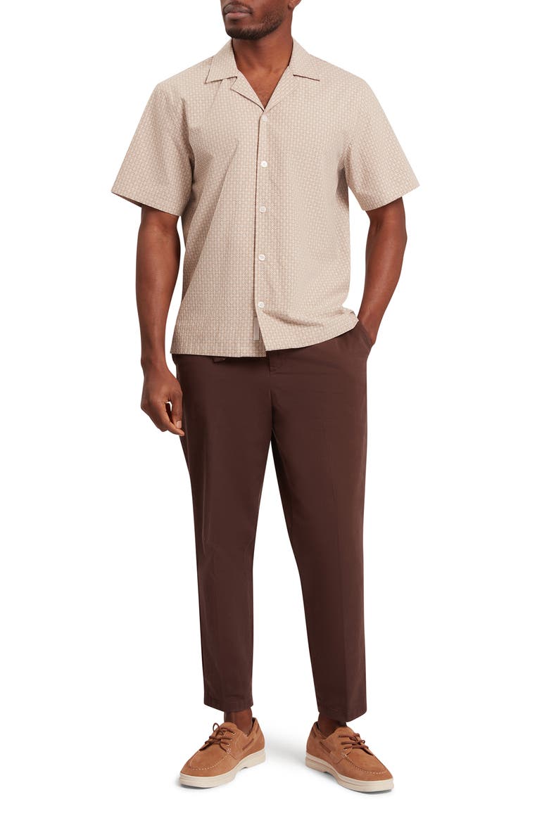 Merrick Geo Print Cotton Camp Shirt, Alternate, color, BEIGE
